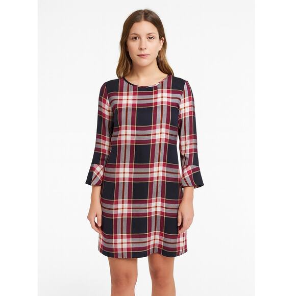 Loft SZ 8P Tie Back Plaid Dress NWT $89.50 Lightweight - Picture 1 of 7